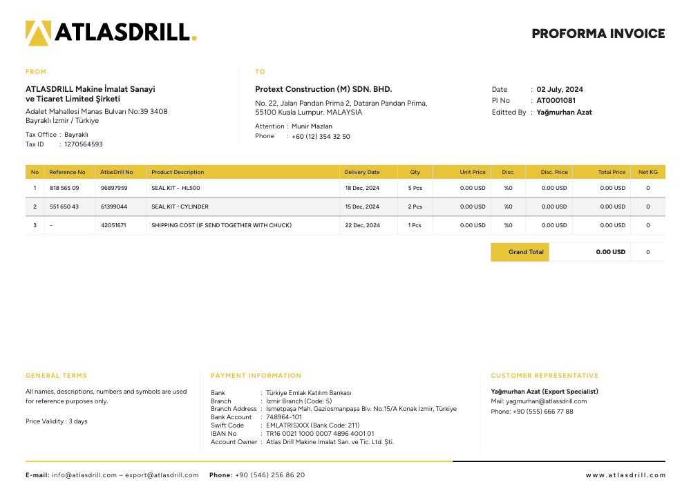 Proforma — Atlas Drill